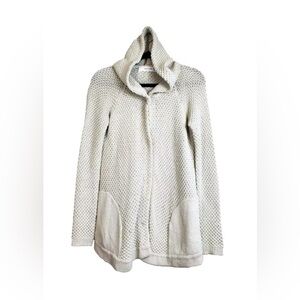 Anthropologie Sparrow Womens Medium Sweater Cardigan Snap Front Ivory Hood